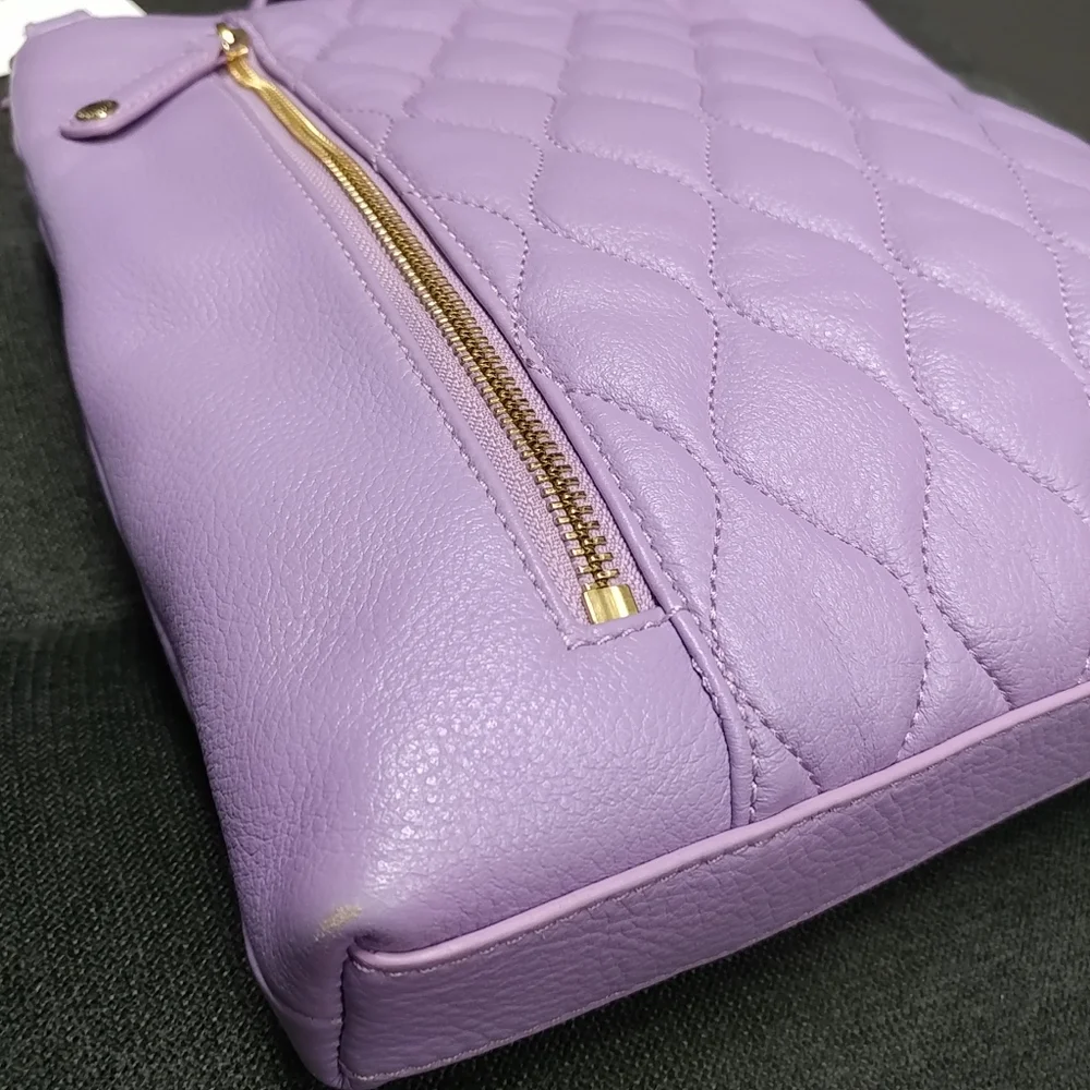 Vera Bradley Genuine Leather Quilted Molly Crossbody Lavender Purple Purse - Picture 8 of 16